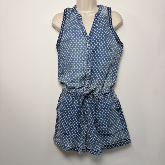 Anthropologie Pants - Anthropologie Hei Hei Romper Sz Small Dottie Chambray 100% Linen Cottage Summer